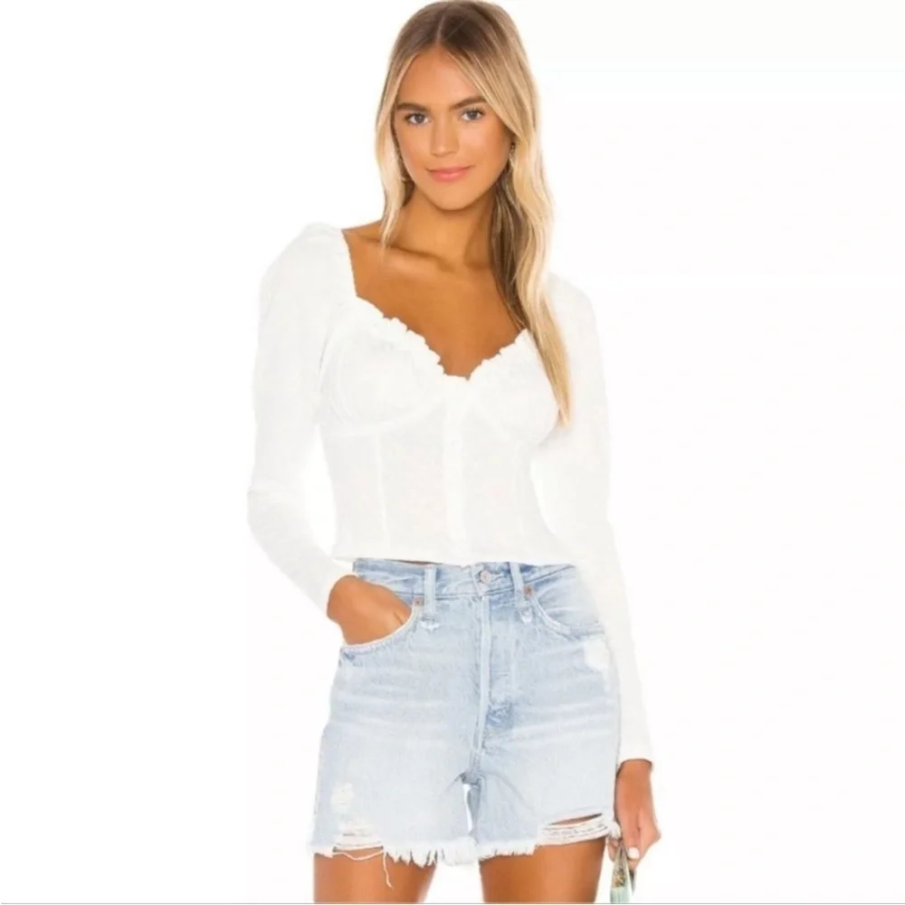NWT Free People Ladybug Long Sleeve Top in White Size M